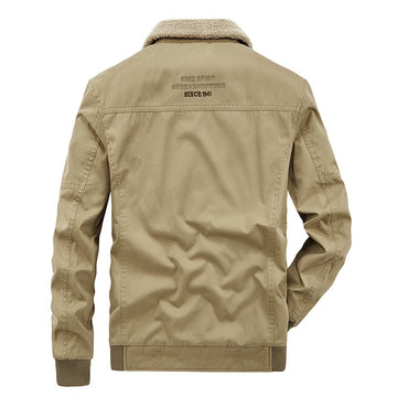 Men’s Winter Cotton Coat – Lapel Thickened Fleece Jacket with Multi-Pocket Design